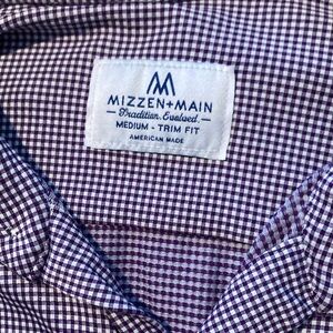 Mizzen+Main Men's Purple Gingham Trim-Fit Button-Down Shirt